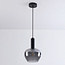 Zwarte hanglamp Ischa in appelvorm smoke glas