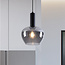 Zwarte hanglamp Ischa in appelvorm smoke glas