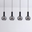 Lampe suspendue noire Imke avec verre fumé, 4 lumières
