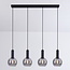 Lampe suspendue noire Imke avec verre fumé, 4 lumières