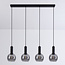 Lampe suspendue noire Imke avec verre fumé, 4 lumières