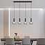 Lampe suspendue noire Imke avec verre fumé, 4 lumières