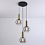 Suspension Imme 3 lumières en verre fumé et or