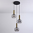 Suspension Imme 3 lumières en verre fumé et or