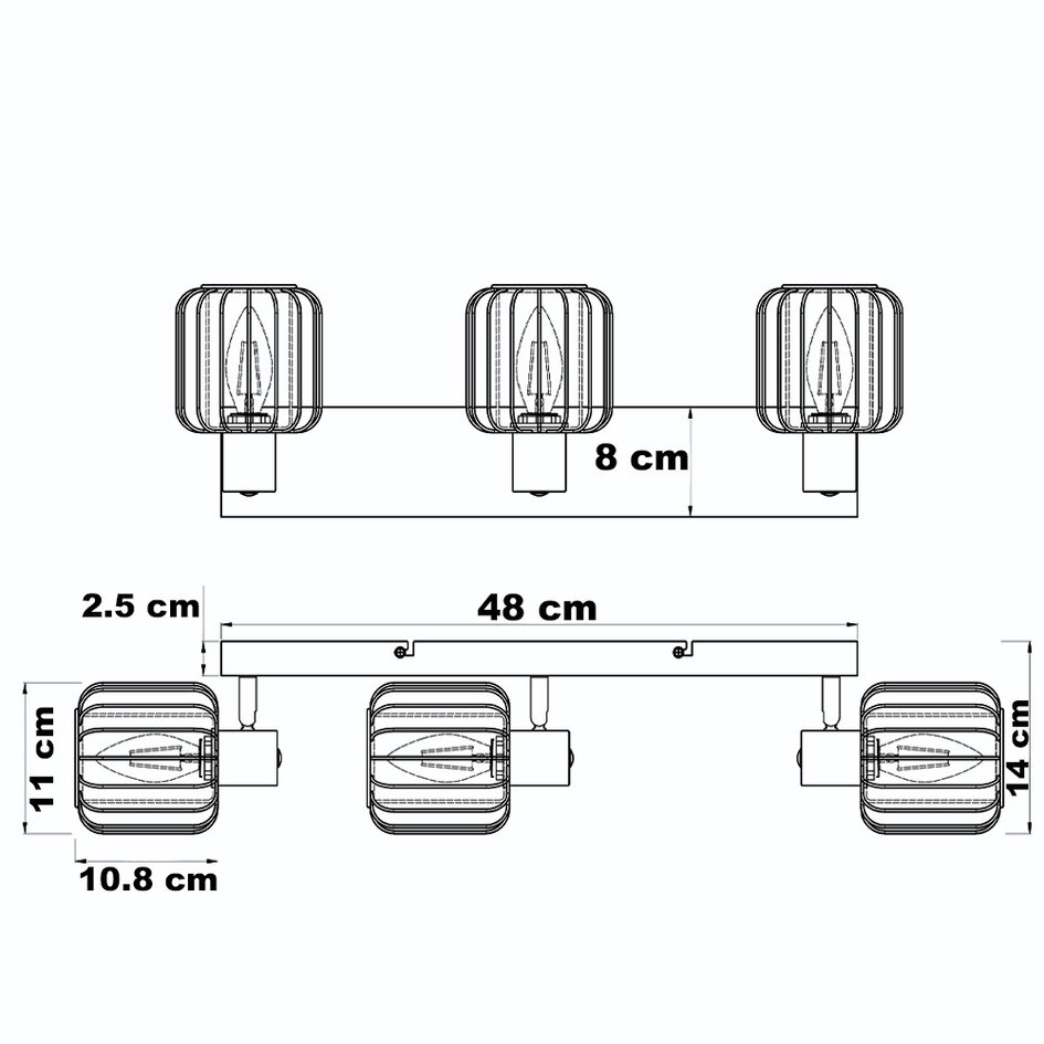 3-lichts plafondlamp met smoke glas en draaibare spots - Diya