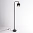 Lampadaire noir Fyke en verre fumé