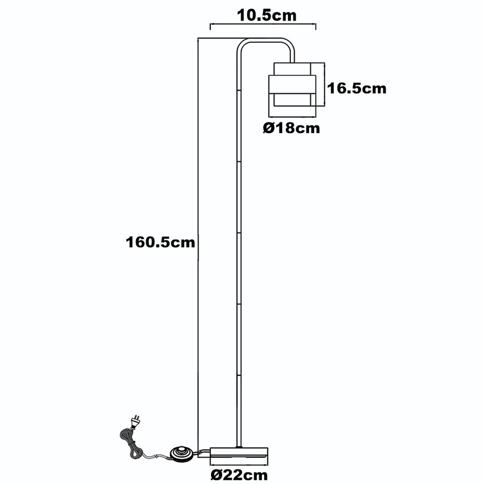 Zwarte vloerlamp met smoke glas - Fyke
