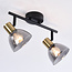 Plafonnier noir avec laiton doré, 2 lampes - Kaio