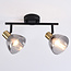 Plafonnier noir avec laiton doré, 2 lampes - Kaio