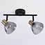 Plafonnier noir avec laiton doré, 2 lampes - Kaio