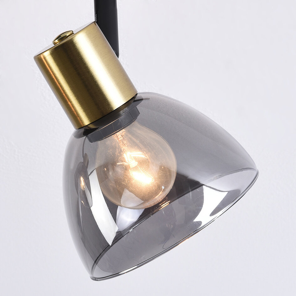 Plafonnier noir avec laiton doré, 2 lampes - Kaio