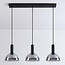 3-lichts hanglamp Filiz - smoke glas en zwart langwerpig