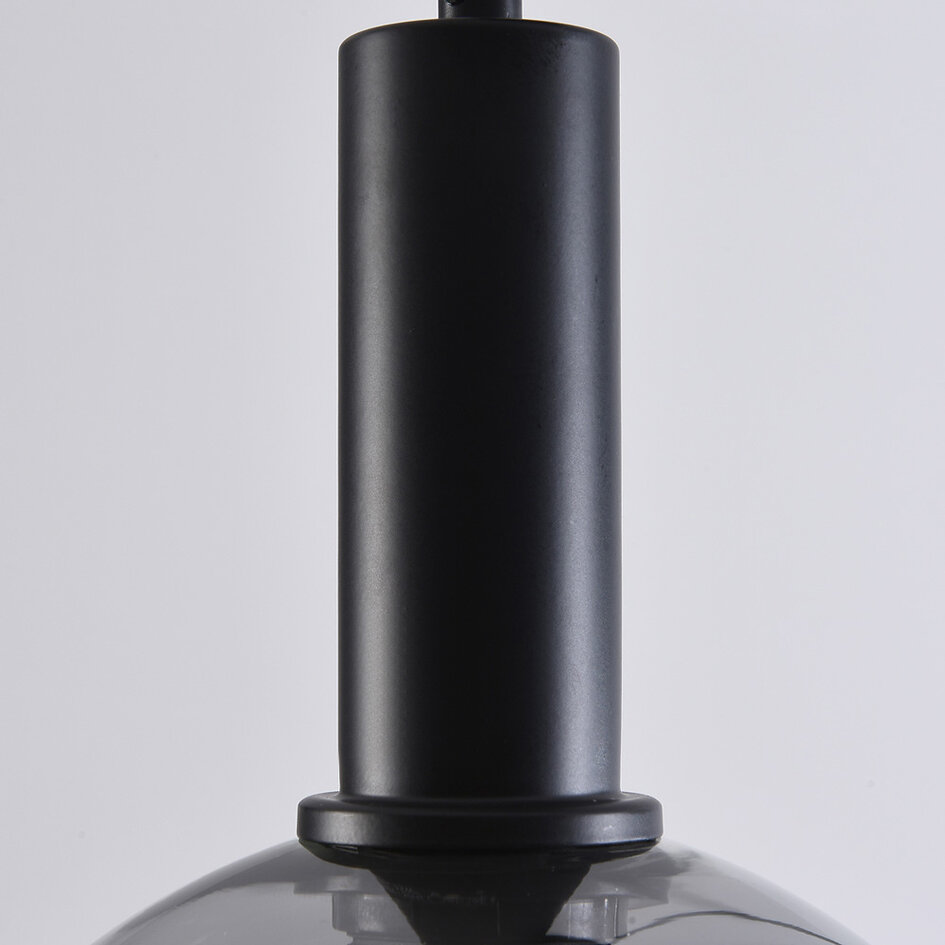 Lampe suspendue noire avec verre fumé, 3 lumières - Filiz