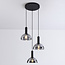 Lampe suspendue noire avec verre fumé, 3-lumières - Fares