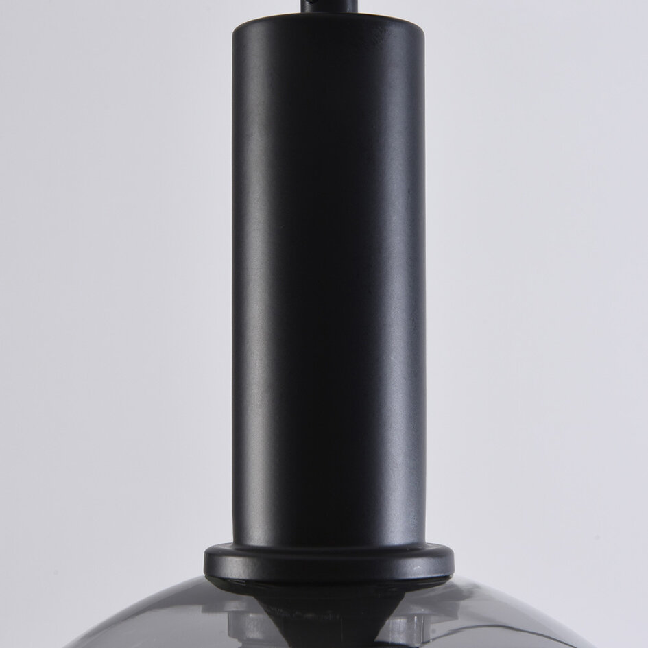 Lampe suspendue noire avec verre fumé, 3-lumières - Fares