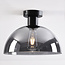 Plafondlamp Feija - smoke glas met half open kap