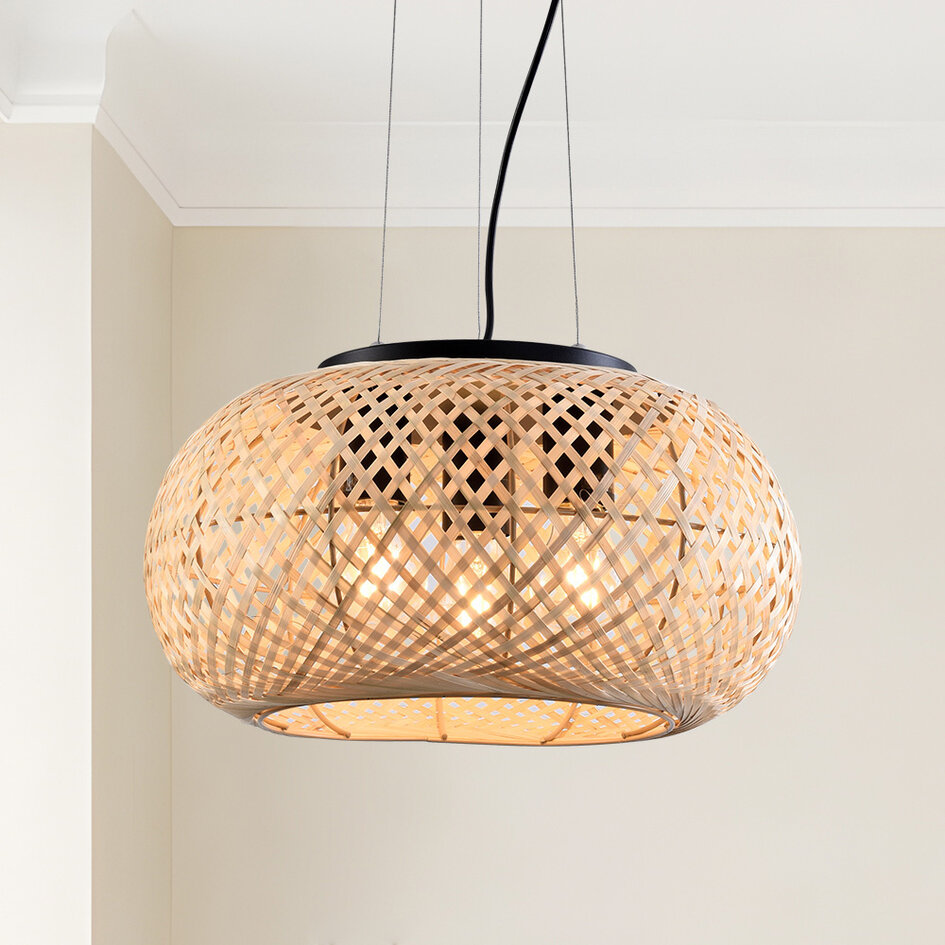 Lampe suspendue en bambou, 3 lumières - Cerise