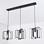 Suspension industrielle Maiko 3 lumières - cadre noir ouvert