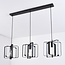 Suspension industrielle Maiko 3 lumières - cadre noir ouvert