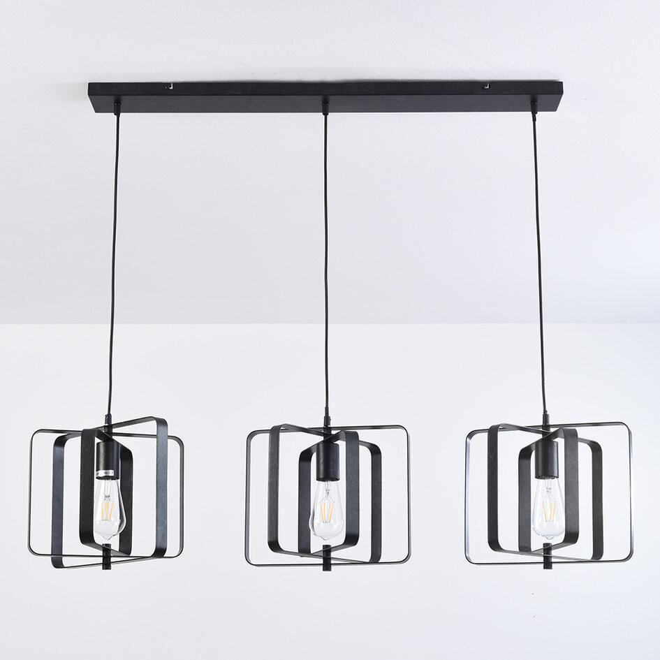 Lampe suspendue industrielle, 3 lumières - Maiko