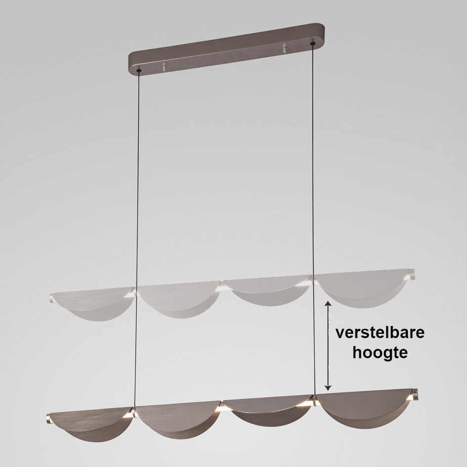 Verstelbare design hanglamp met 3-staps dimbare LEDs, geborsteld grijs - Mirai