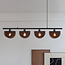 4-lichts hanglamp Morandi - zwart met half open smoke kappen