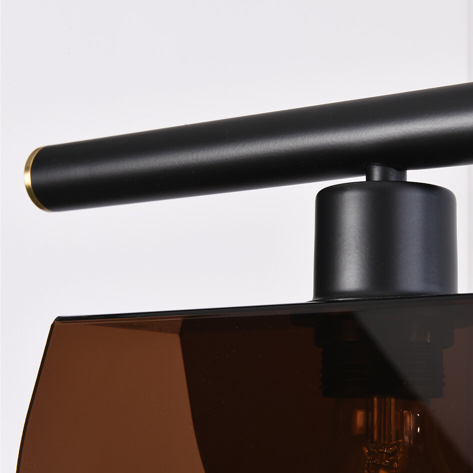 Zwarte hanglamp met smoke kappen, 4-lichts - Morandi