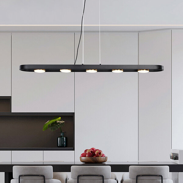 5-lichts hanglamp Sesto - zwart met gouden details