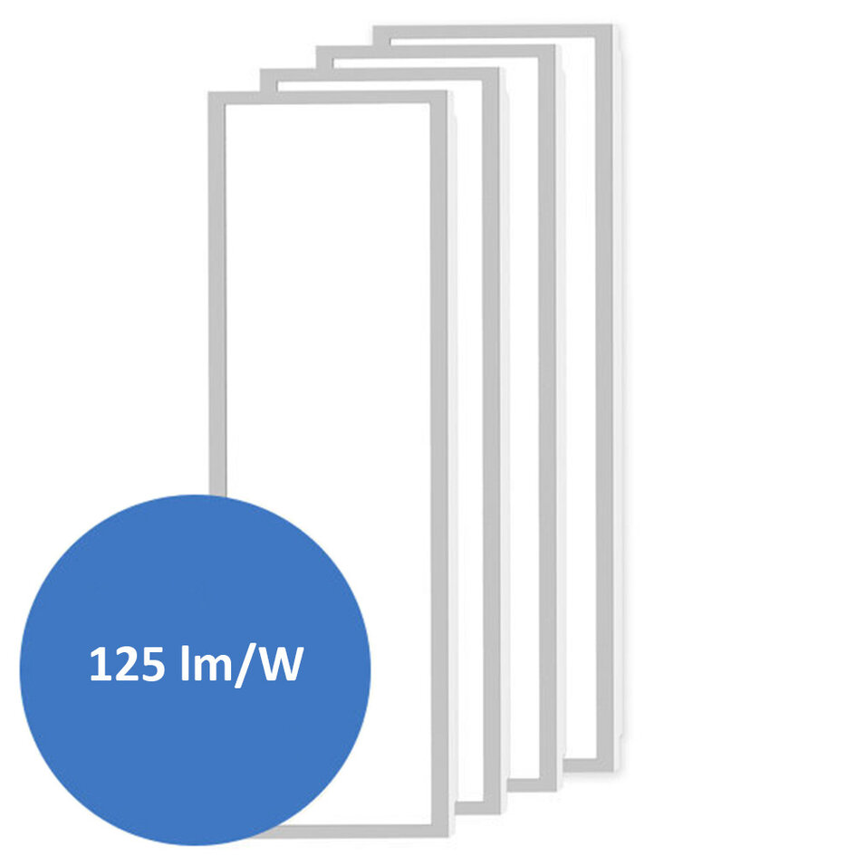 Jeu de 4 panneaux LED, 120x30cm, UGR<22, 24W, 4000K - 125lm/W