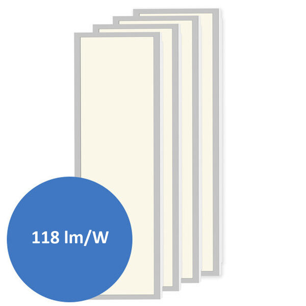Jeu de 4 panneaux LED, 120x30cm, UGR<22, 24W, 3000K