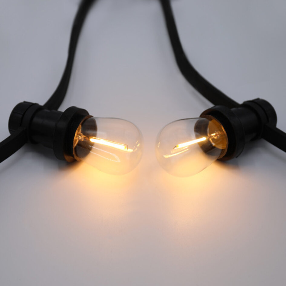 Jeu de cordons avec lampes à filament en verre clair de 1 watt : option dimmable