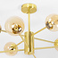 Design zandgouden plafondlamp met amber glas - 8-lichts Idaho