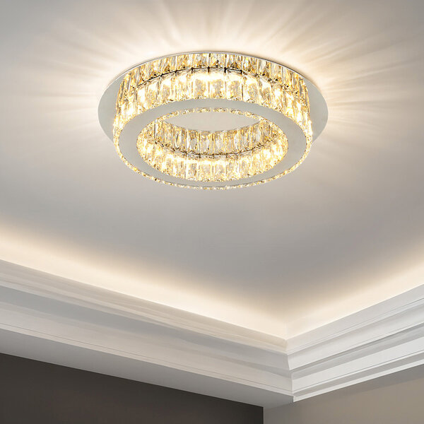 Luxe plafondlamp kristal LED 3-staps dimbaar - Diamond
