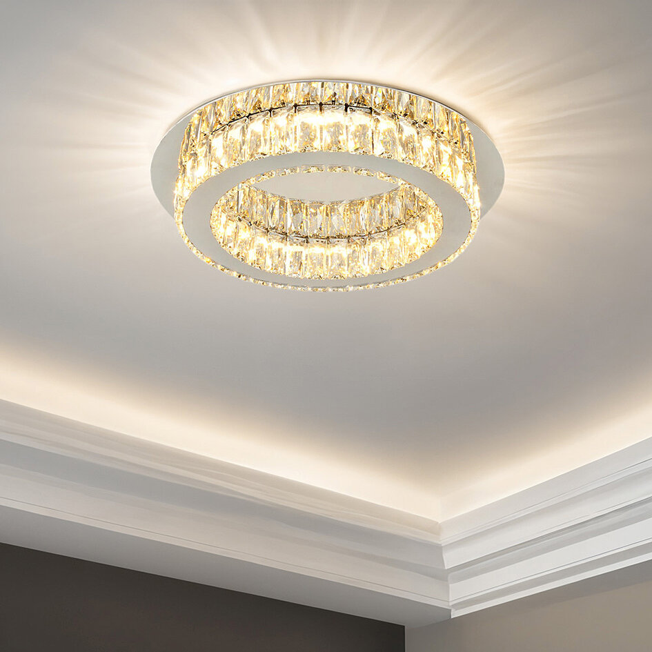 Luxe plafondlamp kristal LED 3-staps dimbaar - Diamond