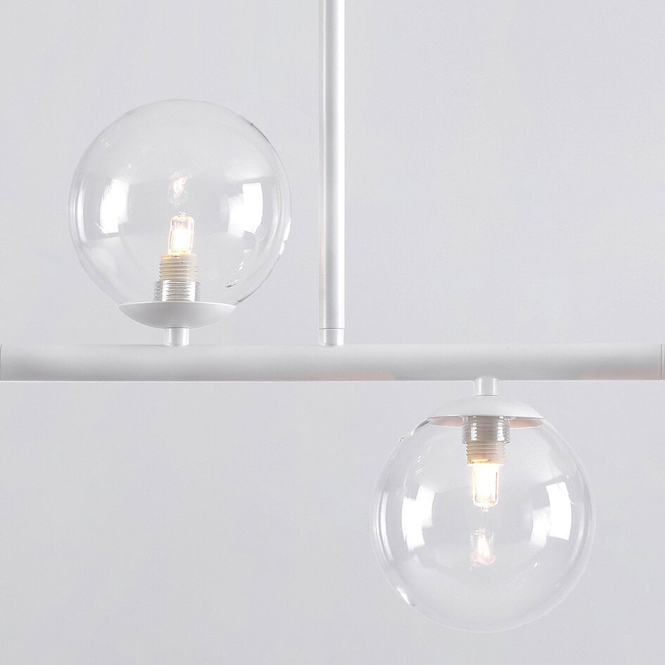 Suspension Asun 4 lumières - cadre blanc avec globes transparents