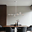 Lampe suspendue Aster avec cadre blanc et boules en verre transparent