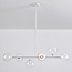 6-lichts hanglamp Aster - wit frame met transparante glazen bollen