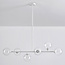 6-lichts hanglamp Aster - wit frame met transparante glazen bollen