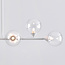 6-lichts hanglamp Aster - wit frame met transparante glazen bollen