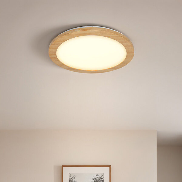 Plafondlamp 3-staps dimbaar met houten rand - Camille
