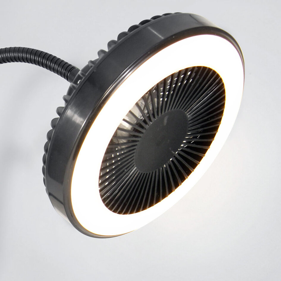 2-in-1 draagbare tafelventilator met LEDs en clip - Mani