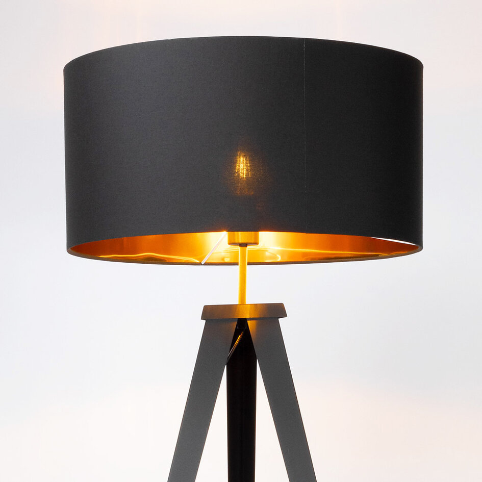 Lampadaire tripod avec abat-jour en tissu - Tessuto