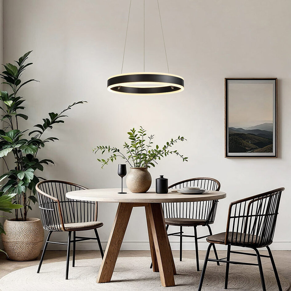 Lampe suspendue design noire dimmable - Cercle