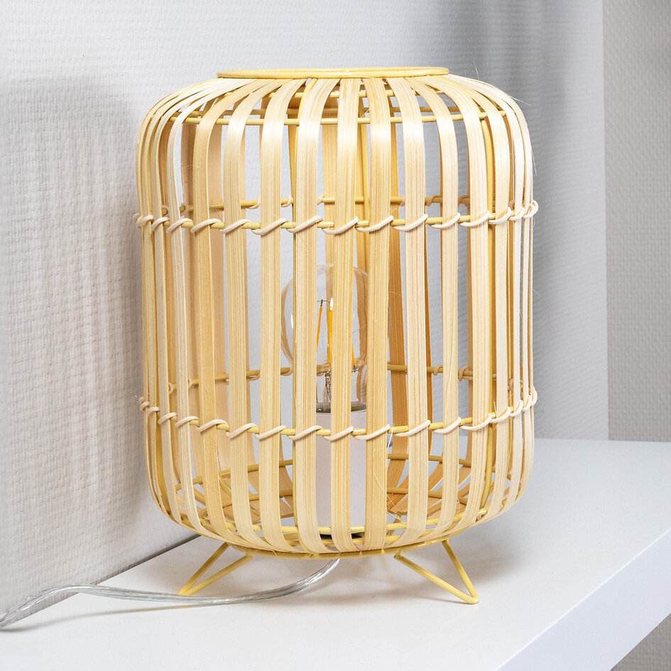 Houten tafellamp - Valge