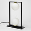 Lampe à poser 2 lumières Duas - noir et verre blanc laiteux