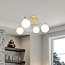 4-lichts plafondlamp Nymo - goud met melkwitte glazen