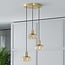 Suspension Marrom 3 lumières en verre ambré - doré