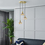 Lampe suspendue or avec verre ambré, 3 lumières - Marrom