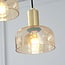 Suspension Marrom 3 lumières en verre ambré - doré