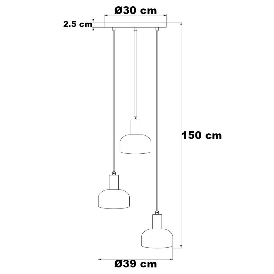 Gouden hanglamp met amber glas, 3-lichts - Marrom